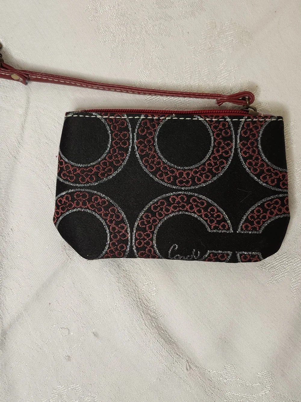 Y2K Coach Black and Red Signature Wristlet Pouch